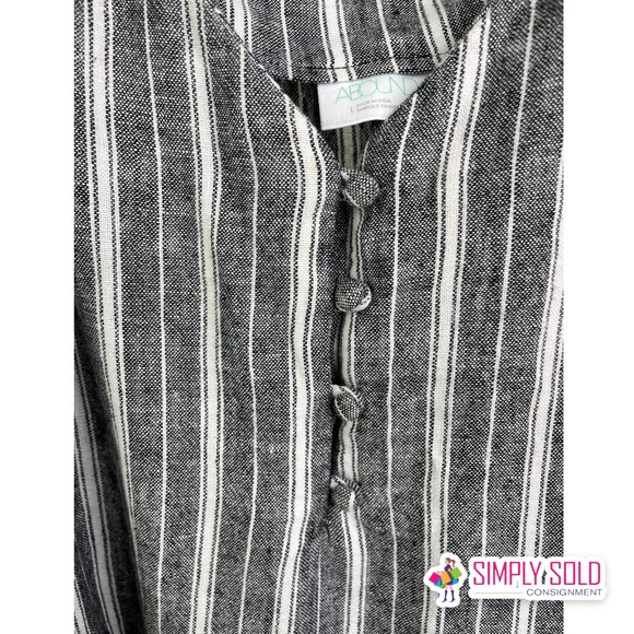 Abound Women's Blouse Spaghetti Strap Sleeveless Gray Boho Striped V-Neck Sz L - Picture 3 of 8